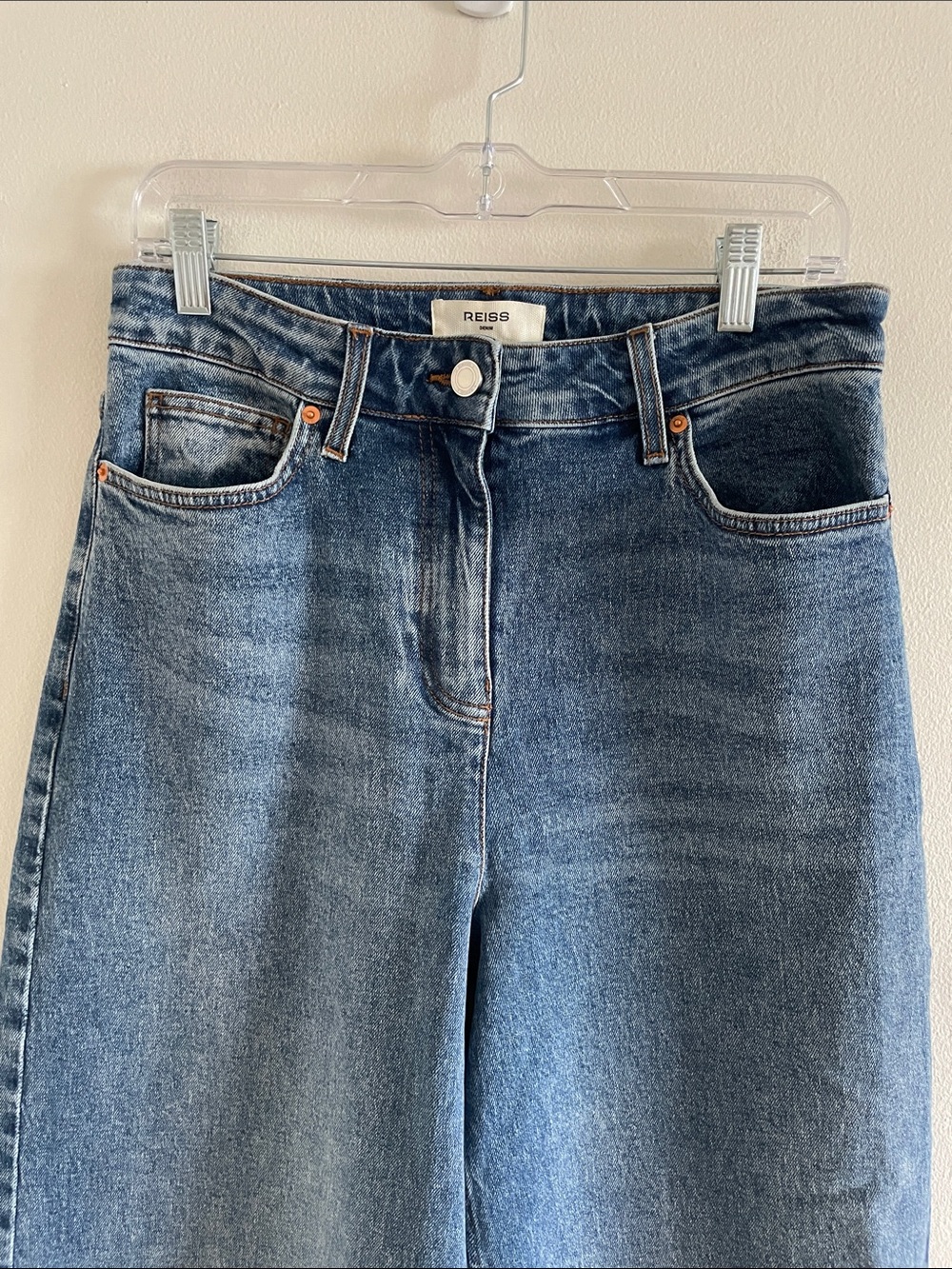 Reiss Crete Wide Leg Jeans Women's Size 29 Mid Blue High Rise Denim - Picture 4 of 10